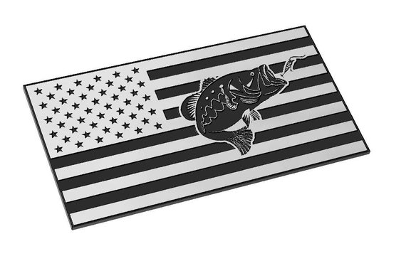 American Flag with Bass and Lure SVG, Fishing, USA, Fish, Outdoors, Vector,  Laser Engraving, CNC, Cricut, Glowforge