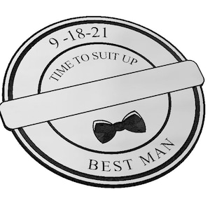 Mejor hombre y novio moneda SVG, regalo, matrimonio, boda, traje, celebración, corbata negra, vector, grabado láser, CNC, cricut, glowforge
