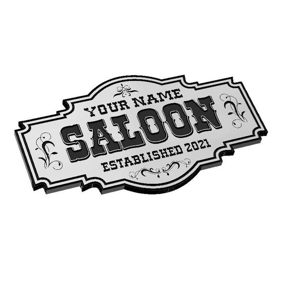 Custom Country Western Saloon Sign SVG, Editable, Cowboy, Six Shooter, Mining, Bar,  Vector, Laser Engraving, CNC, Cricut, Glowforge