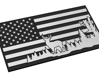 Bow Hunter American Flag SVG, Outdoorsman, Hunting, Whitetail, mule Deer, Patriotic, Country,Vector, Laser Engraving, CNC, Cricut, Glowforge