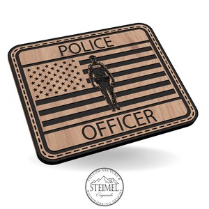 Police Officer Flag Patch, American Flag, USA, Police Officer, Blue Lives, Blue Collar, SVG, Laser Engraving, CNC, Cricut