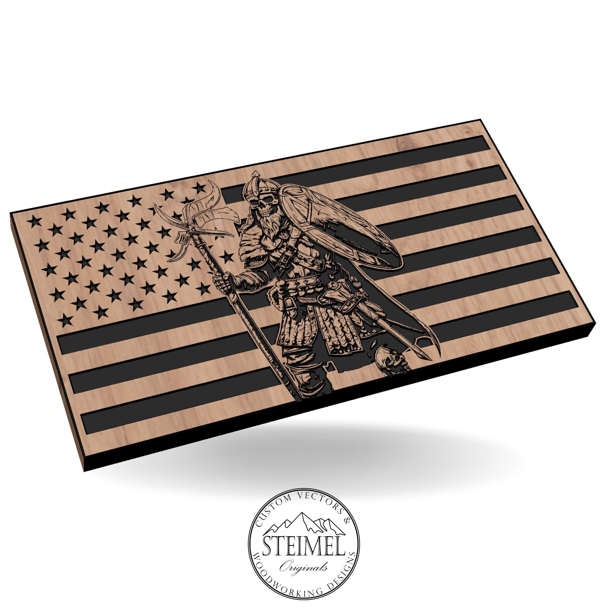 American Flag with Viking in the middle , SVG, Laser Engraving, CNC, Cricut