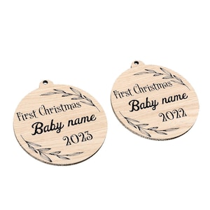 Baby&#39;s First Christmas Ornament SVG, Newborn, Christmas, Holiday, Tree, Gift, Vector, Laser Engraving, CNC, Cricut, Glowforge