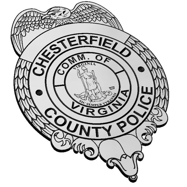 Chesterfield County Virginia Police Badge SVG, Law Enforcement, First Responders, Blue Line, Back The Blue, Vector, CNC, Cricut,
