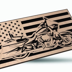 Motorcycle American Flag SVG, Hog, Rider, highway, USA, patriotic, veteran, biker, Vector, Laser Engraving, CNC, Cricut, Glowforge