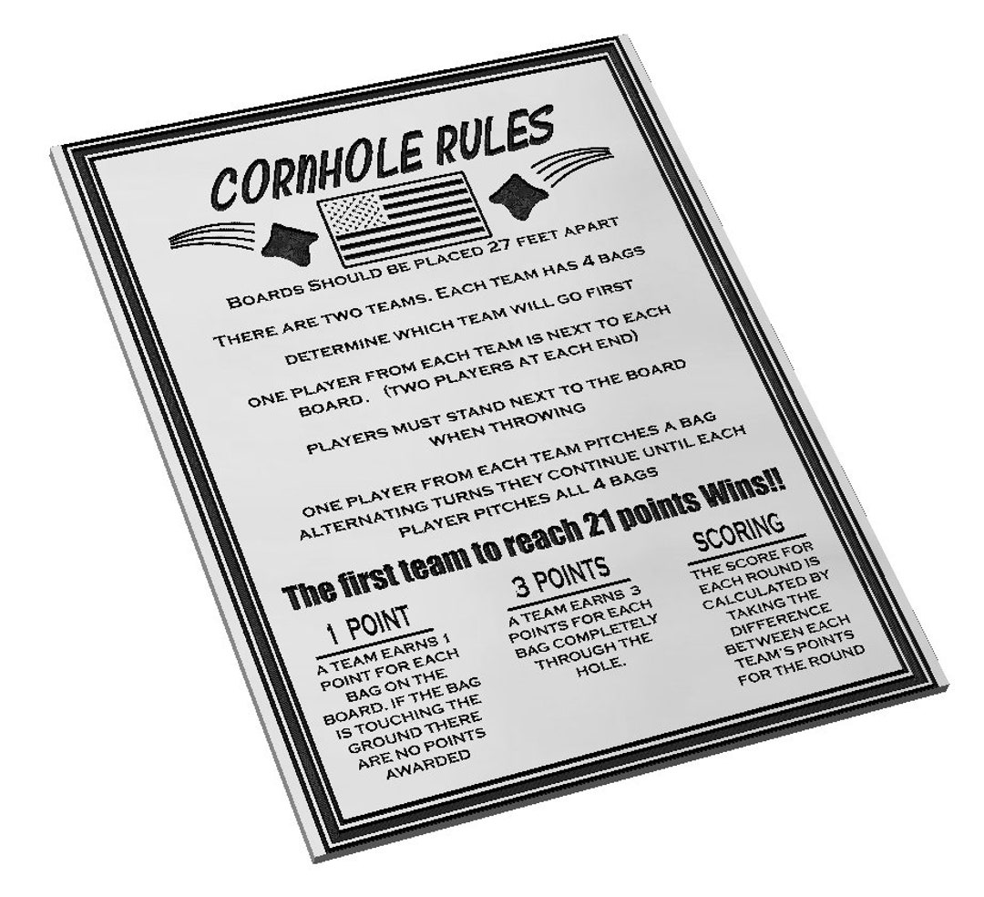 Cornhole Game Rules Plaque SVG Bags House Rules Tournament Etsy UK