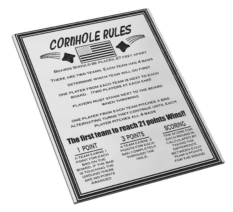 Cornhole Game Rules Plaque SVG Bags House Rules Tournament Etsy