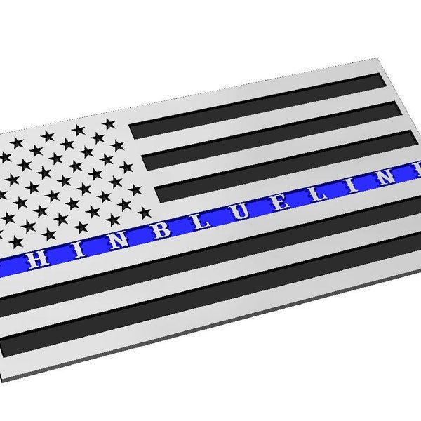 Thin Blue Line American Flag SVG, Law Enforcement, Police, Memorial, Department, Support, Vector, Laser Engraving, CNC, Cricut, Glowforge