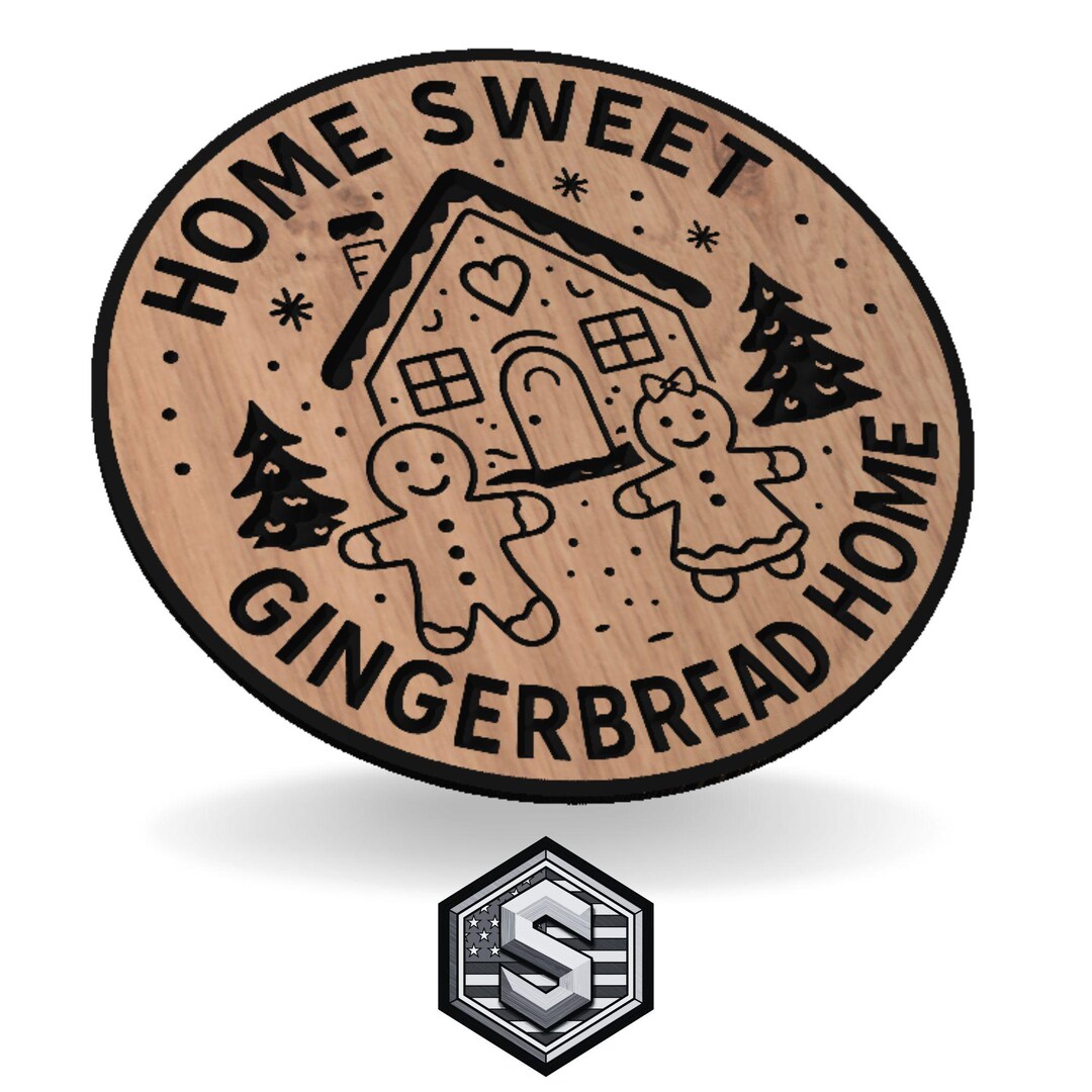 Home Sweet Gingerbread Home SVG Round Christmas Sign Ornament Laser Cut ...