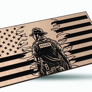 Police Ranger Center Tattered American Flag Render, USA, America, Police, Blue Collar, Laser Engraving, CNC, Cricut