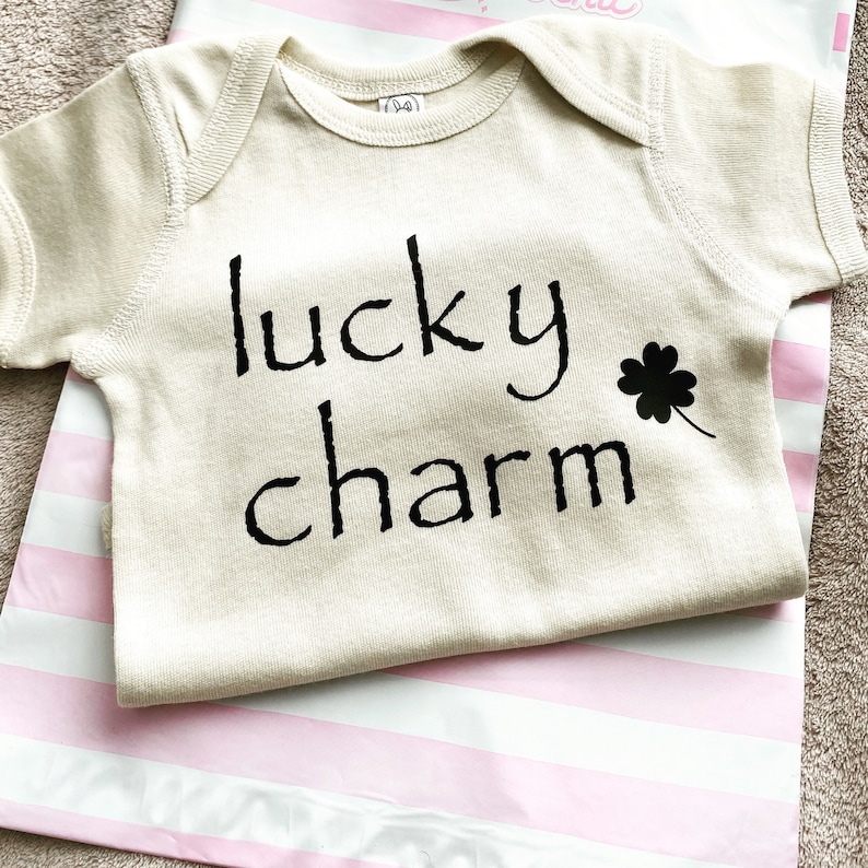St Patrick\u2019s Day Lucky Charm Baby clothes Kids clothing Custom baby clothing Custom baby gift