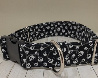 Edgy Black Skull Dog Collar - Halloween Boy Dog Collar
