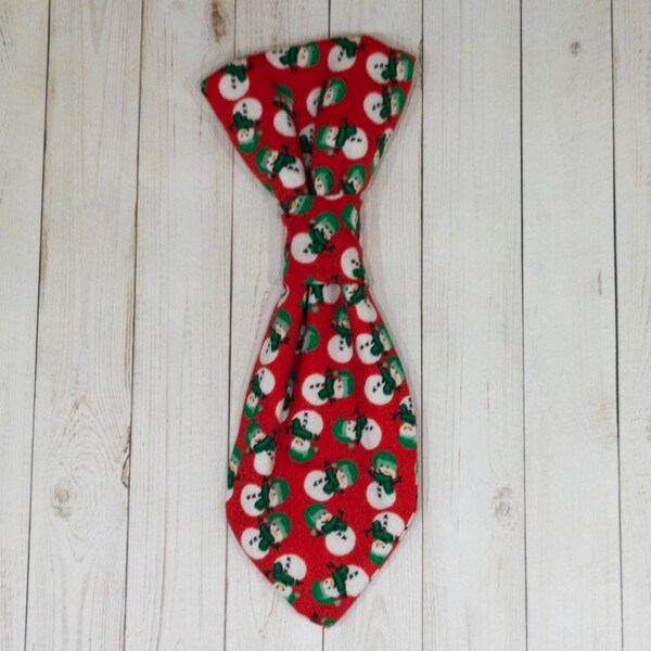 Snowman Dog Necktie- Christmas Tie for Pet - Winter Collar Accessory for Pup - Cat Holiday Attire