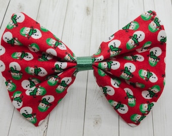 Snowman Christmas Dog Bow Tie - Holiday Pet Collar Attachment - Cat Festive Attire
