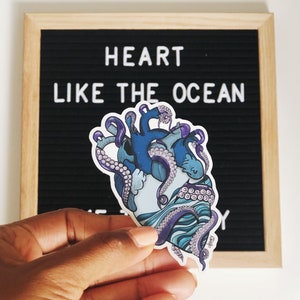 Octo-heart sticker/ octopus heart/ ocean heart sticker/ sticker/ laptop sticker/ vinyl sticker /weatherproof sticker image 3