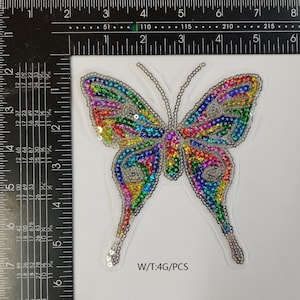 Expo MBP101IV Iron-On Embroidered Sequin Butterfly Applique, Ivory