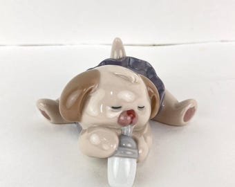 Adorable NAO by Lladro Girl With a Backpack & Her Dog ~ Porcelain