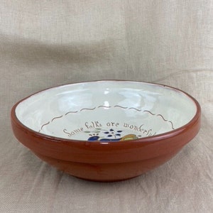 Pennsylvania Dutch The Barnstead Redware Clay Bowl Hand Painted and Inscribed