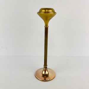 Mid Century Modern Brass Tulip Bulbous Style Candlestick