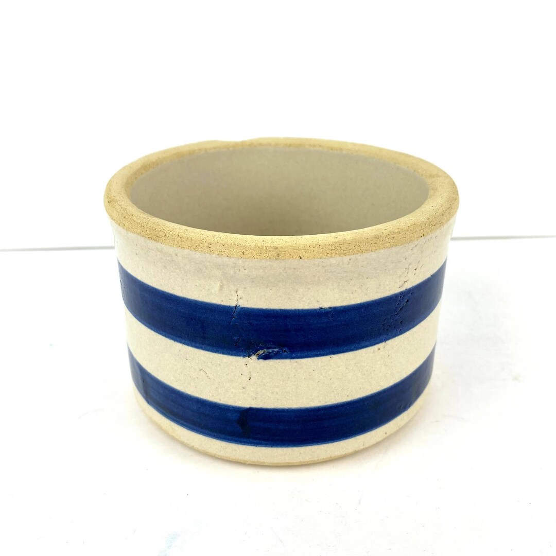 Robinson Ransbottom Roseville Primitive Double Cobalt Blue Bands