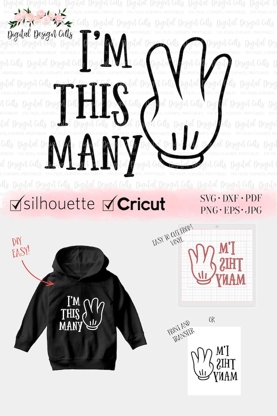 Download I'm this many Three Iron-on SVG. DXF PNG Third Birthday | Etsy