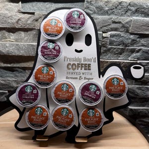 Ghost k-cup holder - freshly boo’d coffee - Seasonal coffee decor