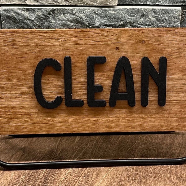 Clean / Dirty wooden Flip Sign - clean dirty