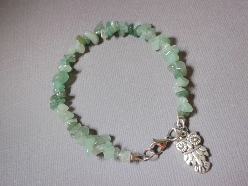 Aventurine quartz green bracelet with owl Pendant