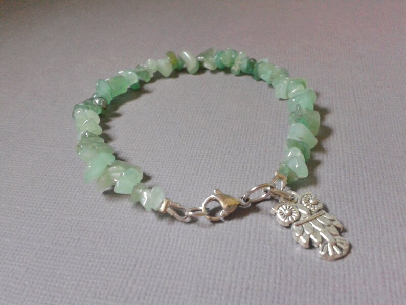 Aventurine quartz green bracelet with owl Pendant