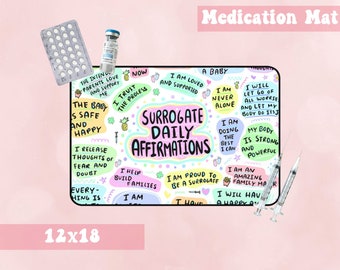 Surrogacy Affirmations IVF Medication Mat – Fertility Meds Organizer for Surrogacy, Embryo Transfer, IVF Journey, TTC & Infertility Support