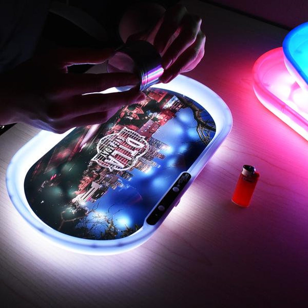 Custom Bluetooth Glow Tray Light up Rolling Tray With Speaker Print Any