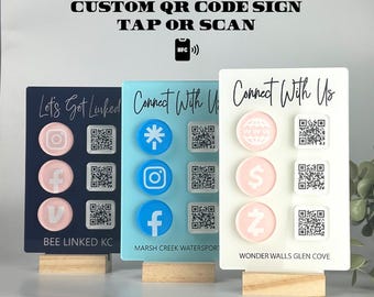 Custom Acrylic QR Code Sign – Raised Design + Tappable NFC | Up to 3 Codes | Boutique Payment QR Sign