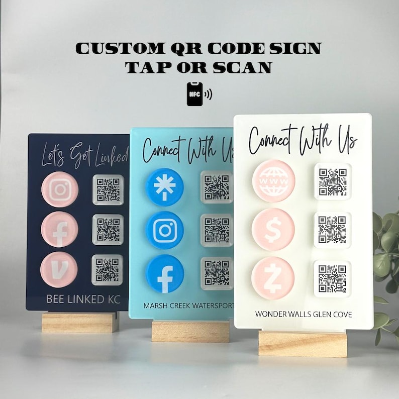 Custom Acrylic QR Code Sign – Boutique Business Display With NFC - Etsy