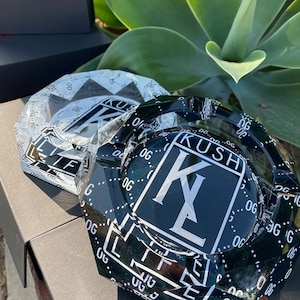 Customized Crystal AshTray - Create Your Own Heavy Glass Crystal Cigar Ash Tray