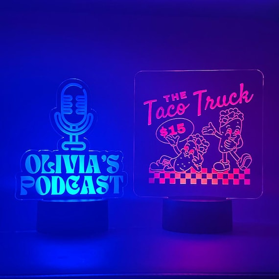 Custom LED Logo Sign | Engraved Acrylic Plate, Color Changing - Etsy