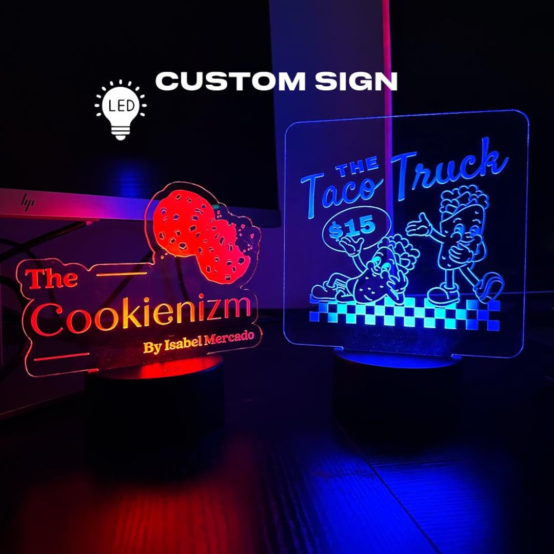 Custom LED Logo Sign | Engraved Acrylic Plate, Color Changing - Etsy