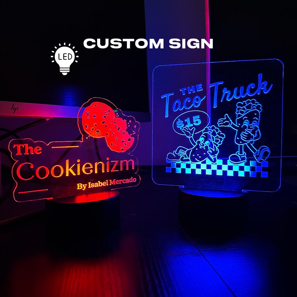 Custom LED Logo Sign | Engraved Acrylic Plate, Color Changing - Etsy