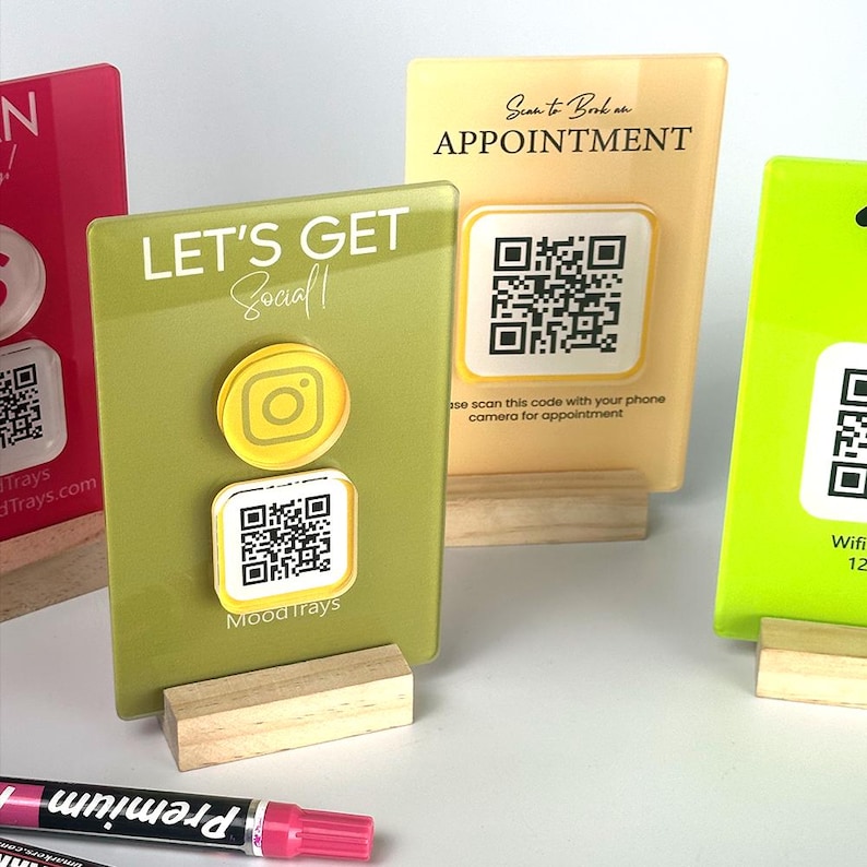 Modern Acrylic QR Code Sign - NFC Tappable, 3D Raised Effect - Etsy