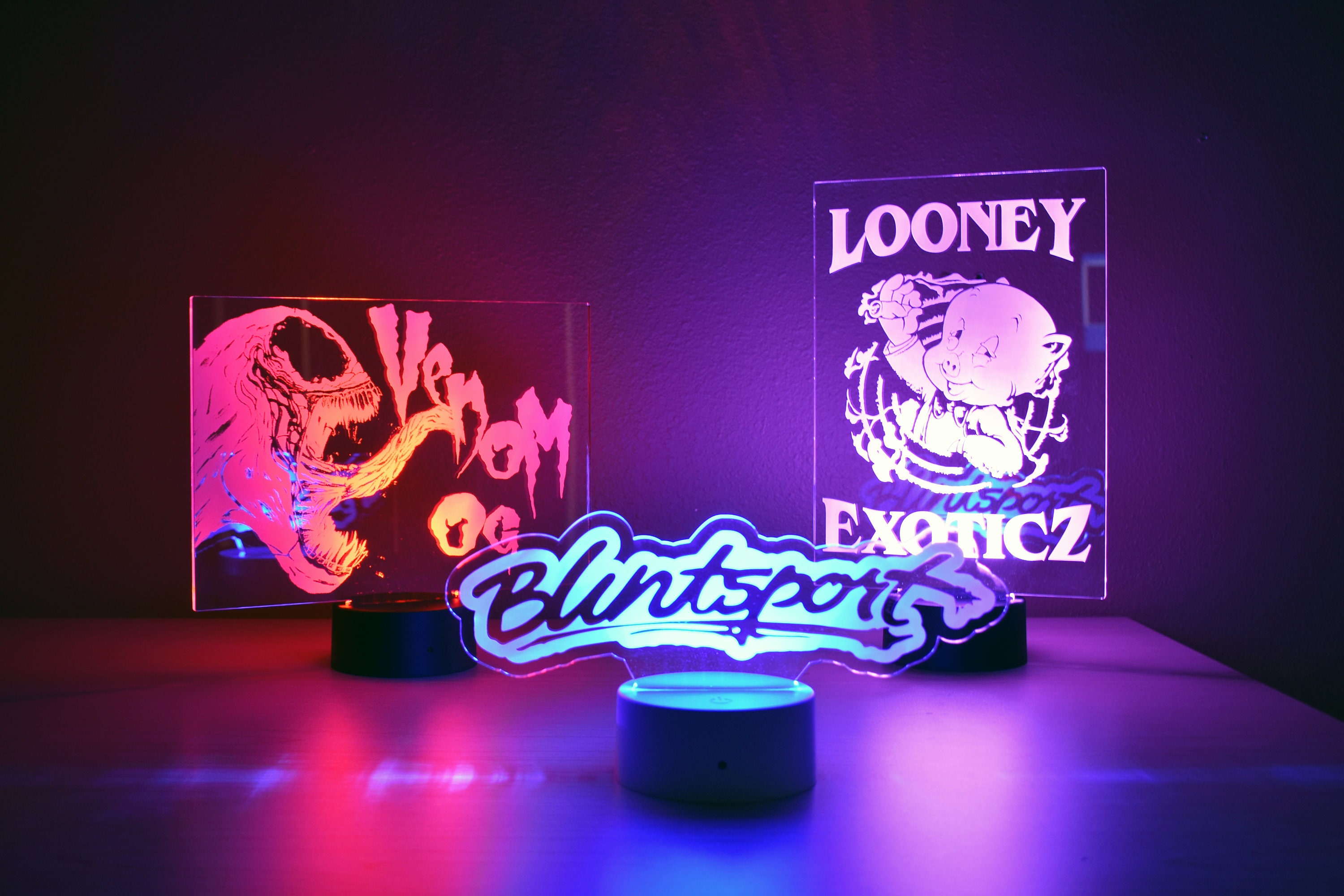 Custom White LED Light Base & Custom Laser-Etched Acrylic Sign with Logo/Art