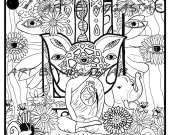 Download Printable Coloring Book Page - Meditation Sensation Coloring Sheet - Coloring Page - Adult Activity - Unique Coloring Book Page