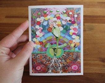 Blossom #101 - Single Sprouting Plant Birthday Greeting Card / Thank You Card - Greeting Cards Blank Inside for Any Occasion - Artist Cards