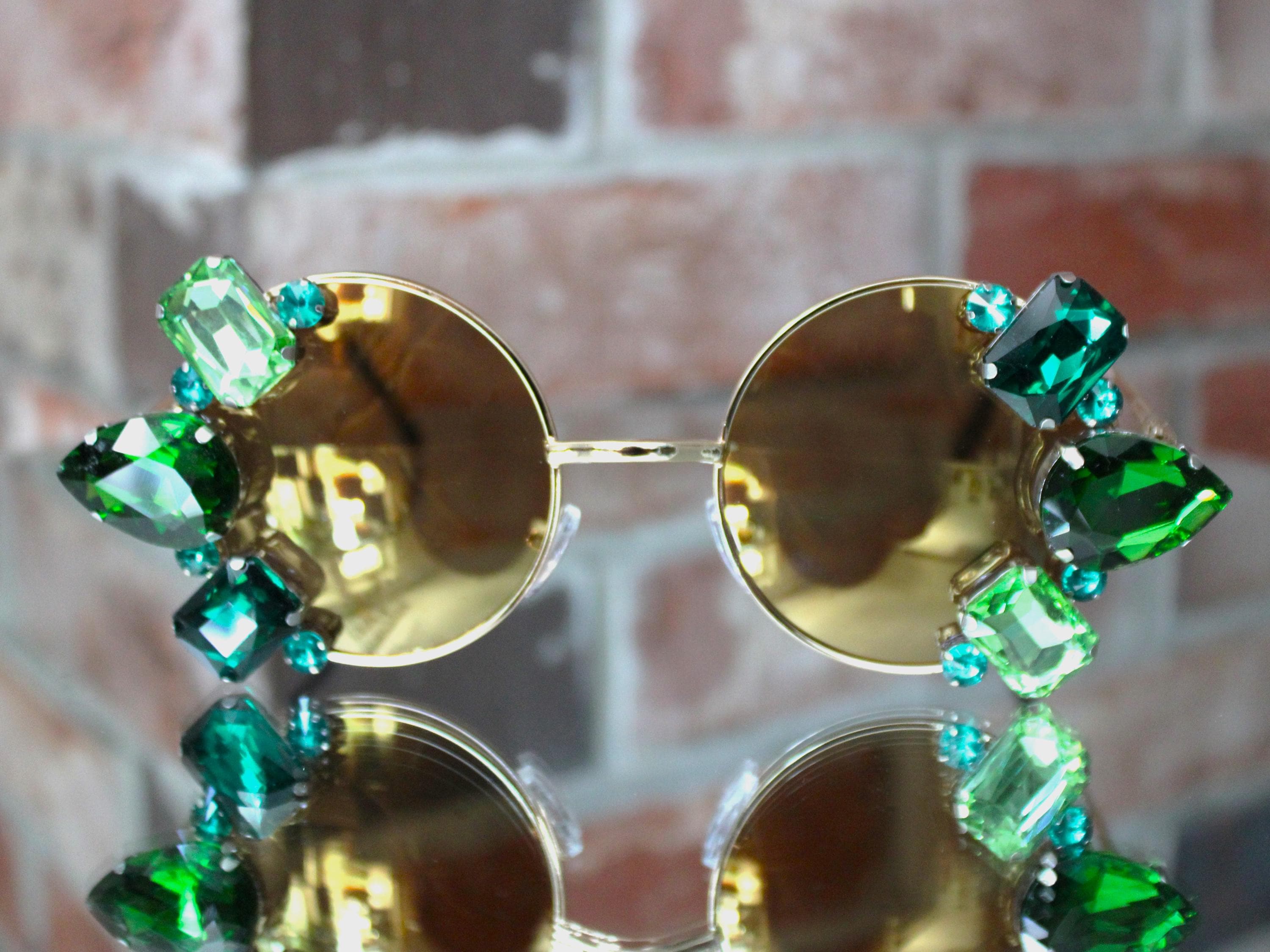 Vintage Round Wayfarer Sunglasses with Rhinestone Accents Amazon.com: willochra Oversized Round Sunglasses Women  main image 2