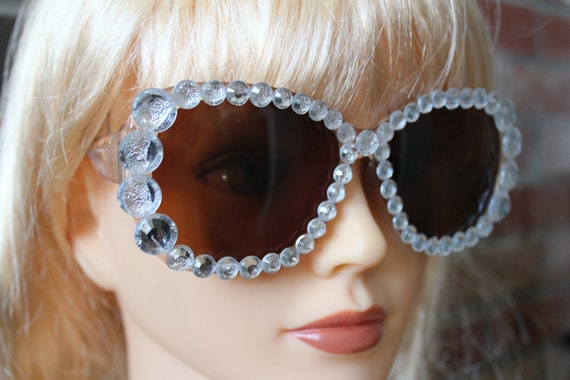 Occhiali da sole per adulti rettangolari con strass in acrilico trasparente Occhiali da sole glamour per adulti Occhiali da sole decorati con strass Occhiali eleganti Etsy Italia
