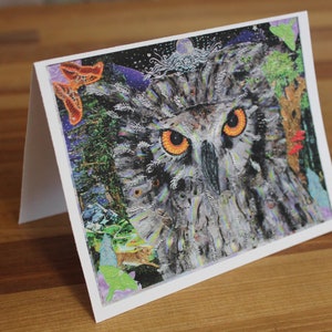 Night Owls #124 - Biglietto di auguri singolo / Biglietto di ringraziamento - Occhi di gufo nella notte Biglietti di auguri vuoti all'interno per qualsiasi occasione - Biglietti unici