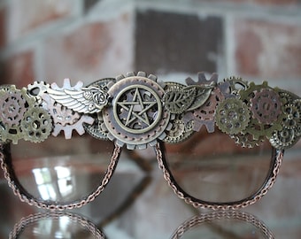 Pentacle Wings Steampunk Crown Adult Sunglasses - Steam Punk Gear Sunglass for Stylish Adults - Decorated Sunglasses - Steampunk Sunglasses