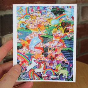 UNICORN UTOPIA #143 - Biglietto di auguri di compleanno/biglietto di ringraziamento con unicorno arcobaleno colorato e isole galleggianti - Vuoto all'interno per qualsiasi occasione