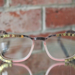Gold Hematite Arrows Adult Square Readers with +3.00 Magnification - Unique Decorated Reader Eye Glasses - Subtle Mirrored Arrow Reader&#39;s