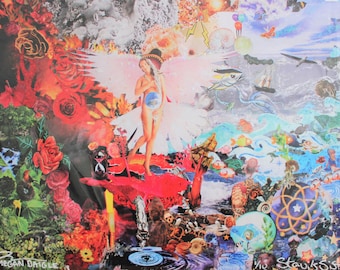 BOGINI STWORZENIA #1034 Skrzydlata Bogini Wenus Plakat artystyczny - Unikatowy psychodeliczny anioł żywiołów 11 x 14 cali Wydruk - Ogień Woda Ziemia Powietrze