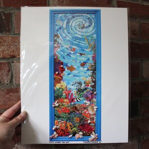 CITY UNDER the SEA #1030 Beach Art Print Poster - Unique Underwater Ocean Coral Reef Scene with Fishes Turtles Octopuses - 11x14 Inch Print