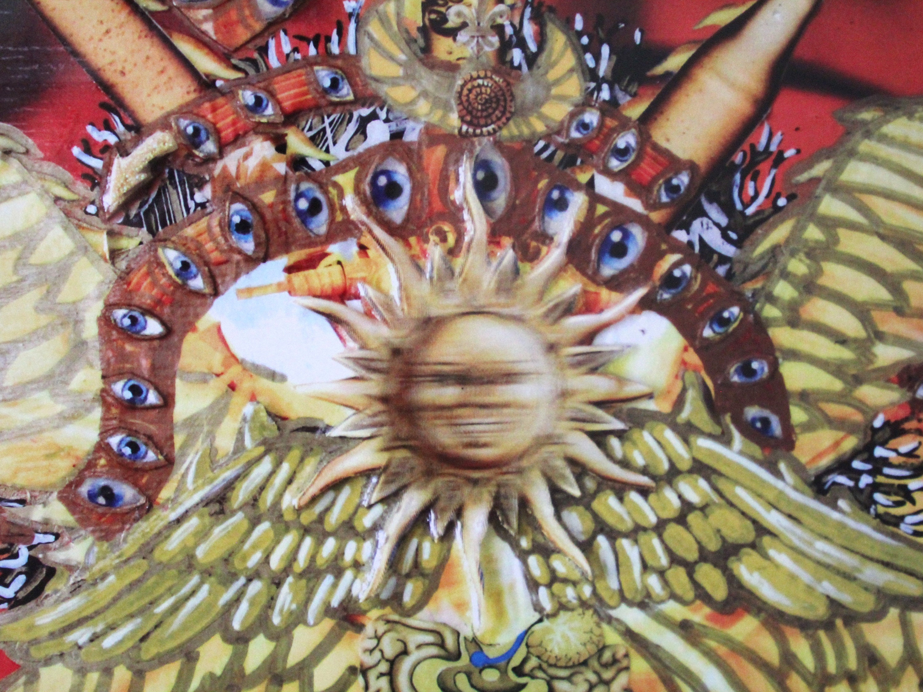 BE NOT AFRAID #1044 Biblically Accurate Angel w/ Six Wings & Many Eyes Art Print Poster - Psychedelic Yellow + Orange Angel 11x14 Inch Print